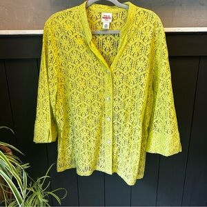 Ruby Road Plus Size Yellow Lace Button down Top Size‎ 18W